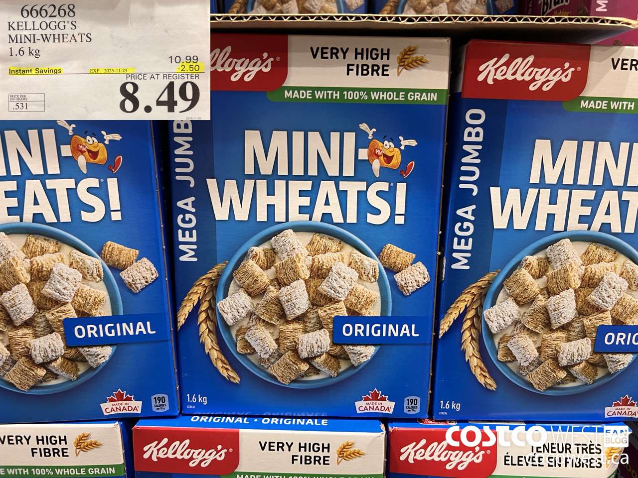 666268 KELLOGG'S MINI WHEATS 1.6 kg ($2.50 INSTANT SAVINGS EXPIRES ON 2025-11-23) $8.49