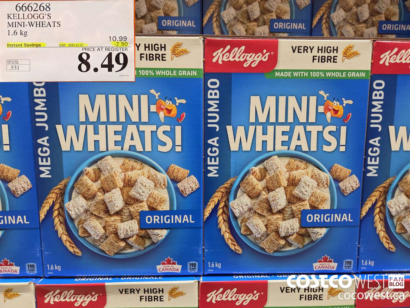 666268 KELLOGG'S MINI WHEATS 1.6 kg ($2.50 INSTANT SAVINGS EXPIRES ON 2025-11-23) $8.49