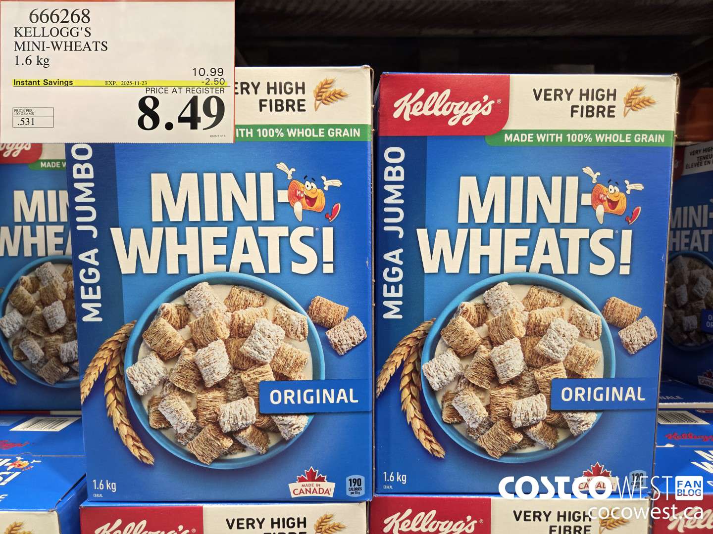 666268 KELLOGG'S MINI WHEATS 1.6 kg ($2.50 INSTANT SAVINGS EXPIRES ON 2025-11-23) $8.49