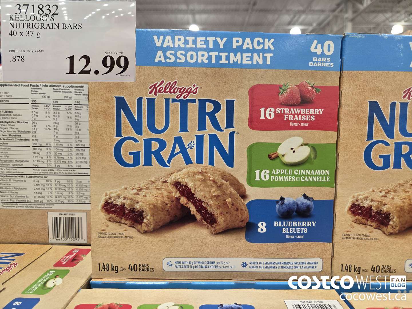371832 KELLOGG'S NUTRIGRAIN BARS 40 x 37 g $12.99