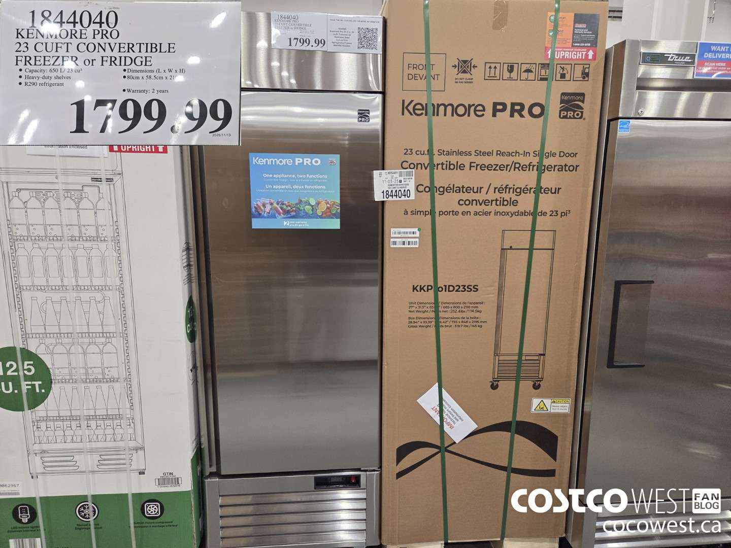 1844040 KENMORE PRO 23 CUFT CONVERTIBLE FREEZER or FRIDGE $1799.99