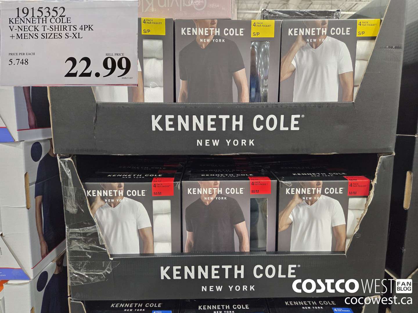 1915352 KENNETH COLE V-NECK T-SHIRTS 4PK MENS SIZES S-XL $22.99