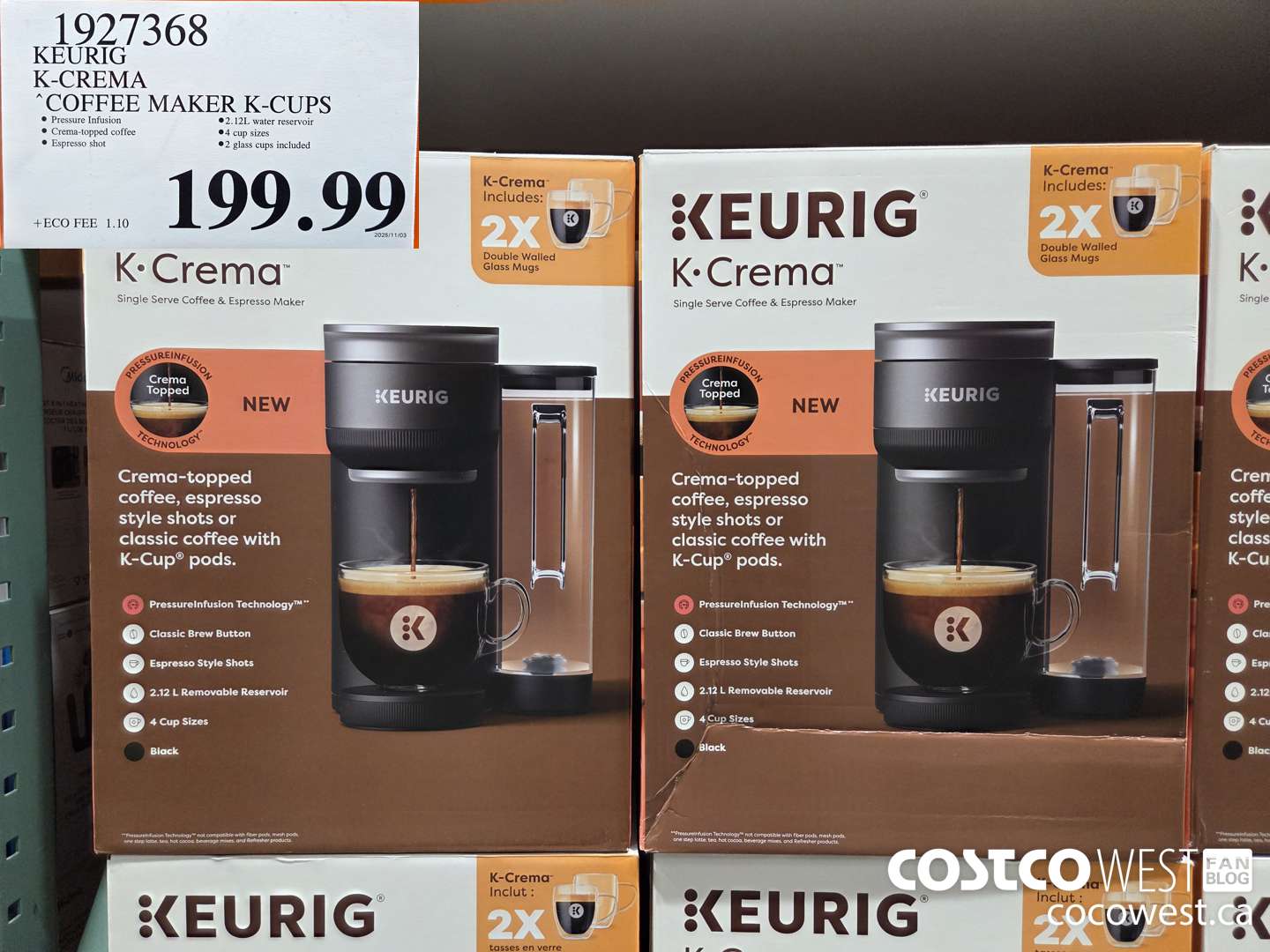 1927368 KEURIG K-CREMA COFFEE MAKER K-CUPS $199.99