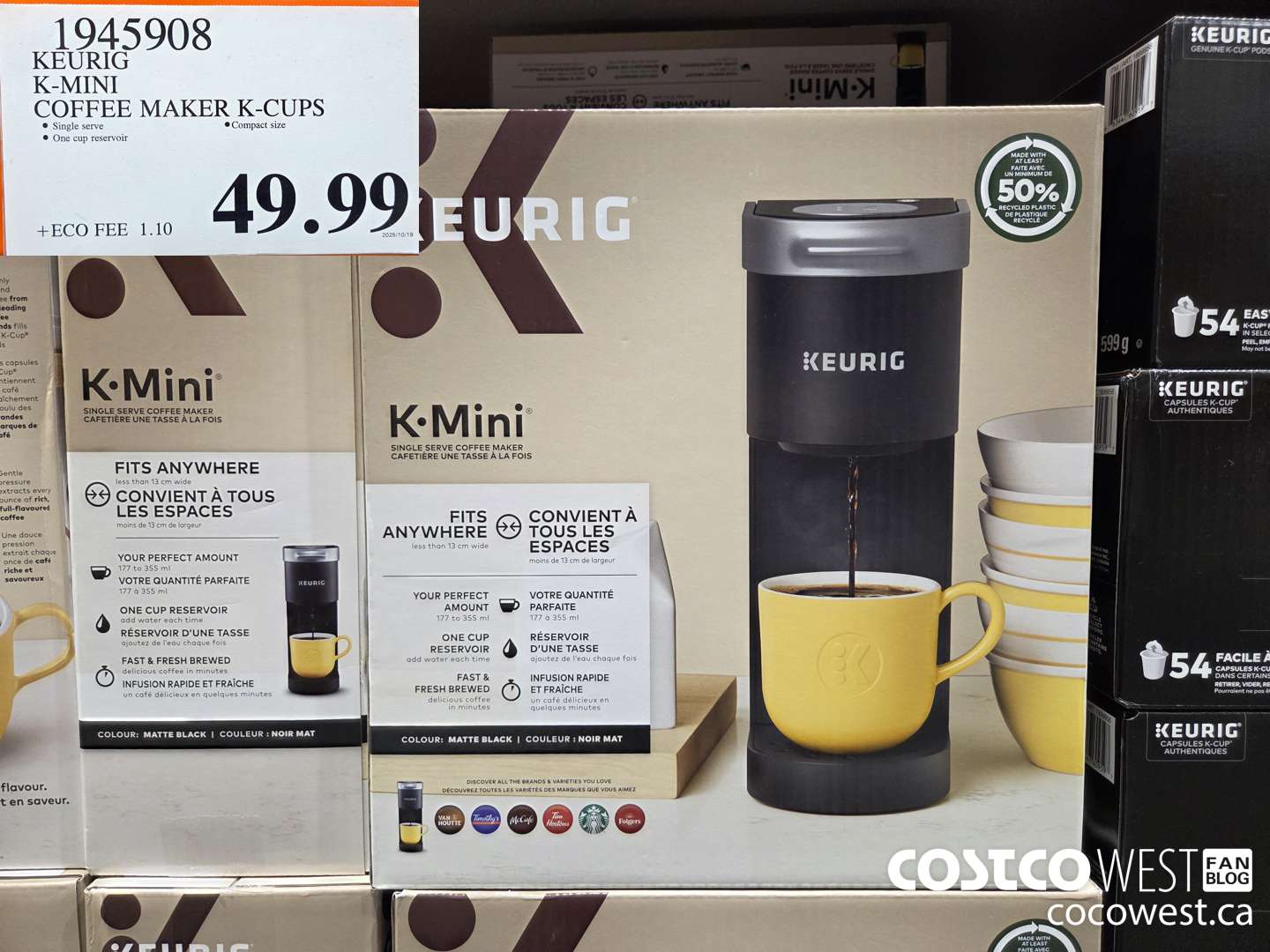 1945908 KEURIG K-MINI COFFEE MAKER K-CUPS $49.99
