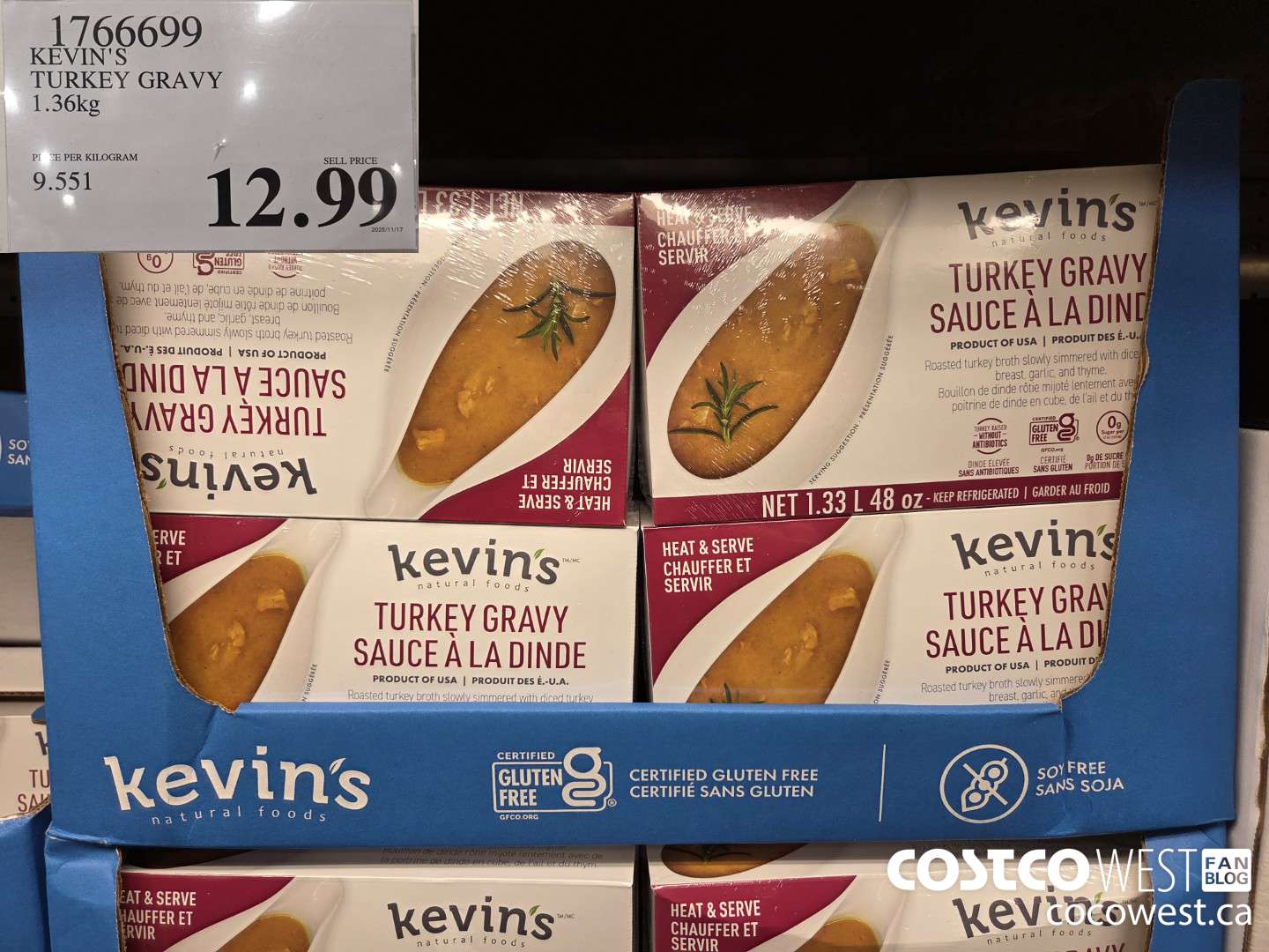 1766699 KEVIN'S TURKEY GRAVY 1.36KG $12.99