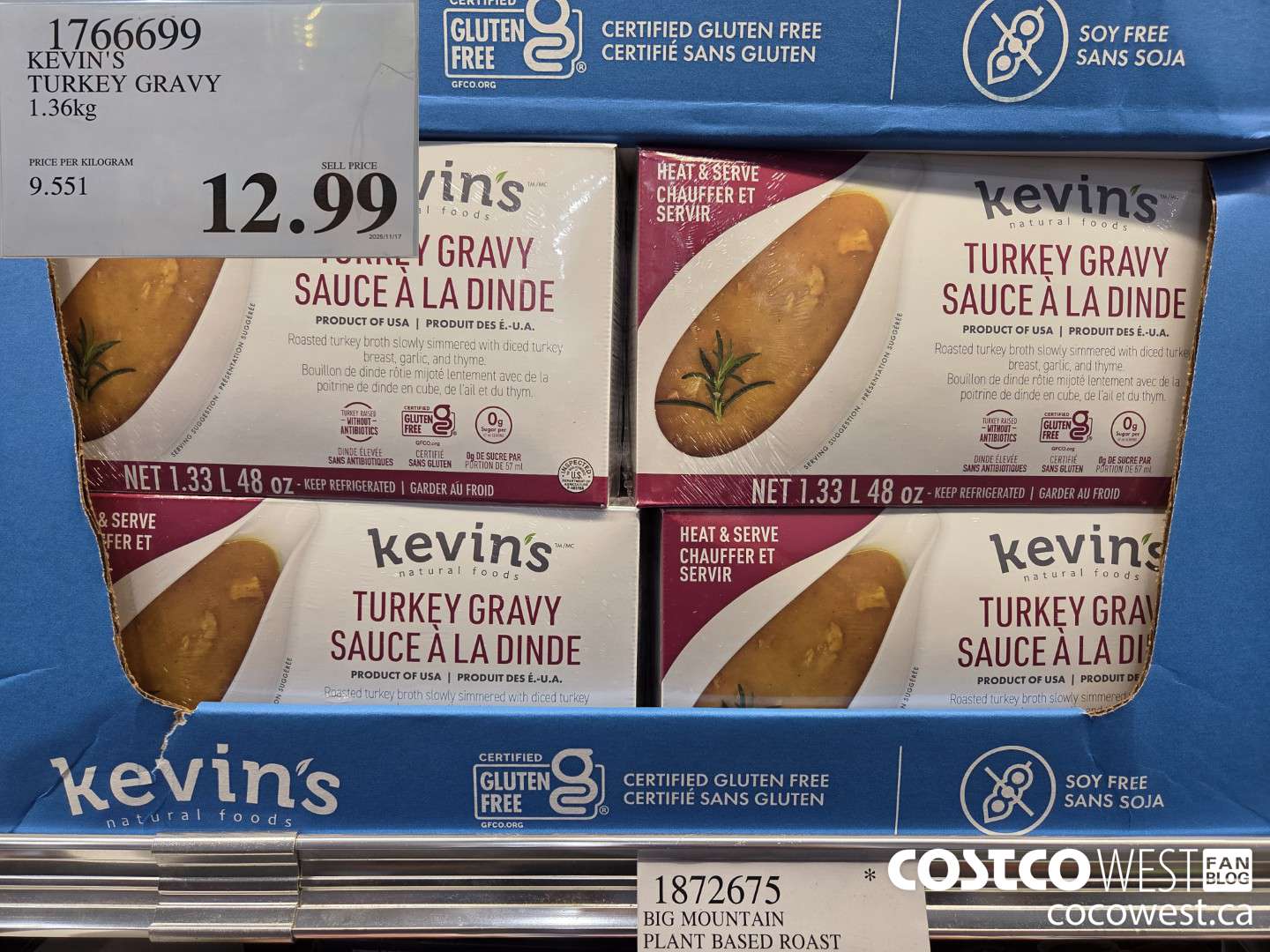 1766699 KEVIN'S TURKEY GRAVY 1.36KG $12.99