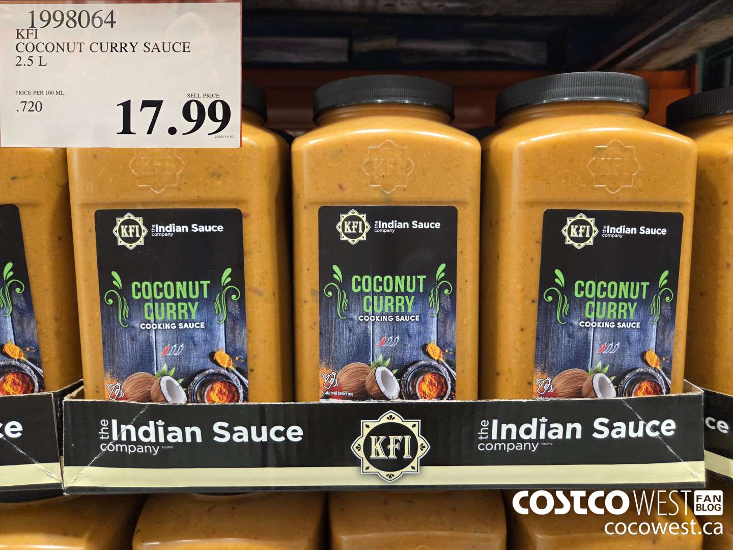 1998064 KFI COCONUT CURRY SAUCE 2.5 L $17.99