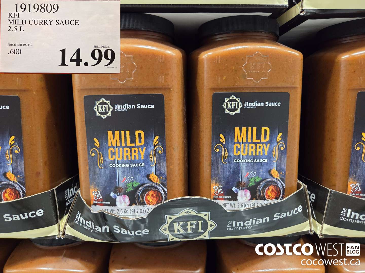 1919809 KFI MILD CURRY SAUCE 2.5 L $14.99