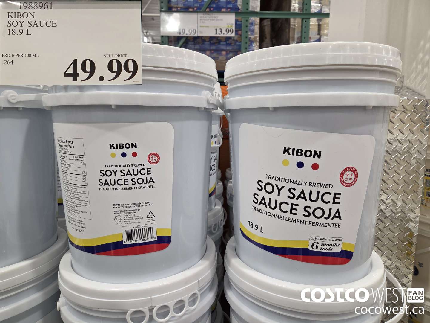 1988961 KIBON SOY SAUCE 18.9 L $49.99