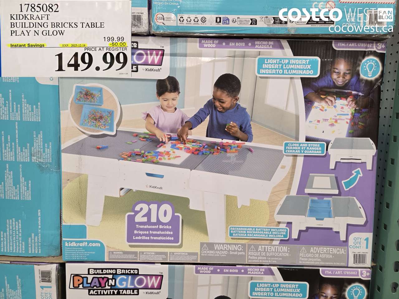 1785082 KIDKRAFT BUILDING BRICKS TABLE PLAY N GLOW 2025-12-147 ($50.00 INSTANT SAVINGS) $149.99