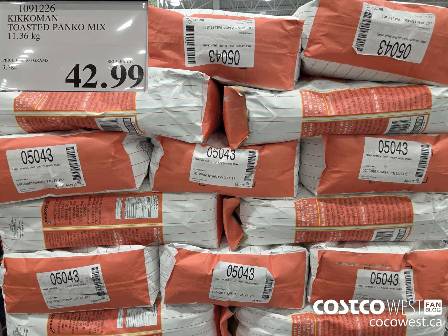 1091226 KIKKOMAN TOASTED PANKO MIX 11.36 kg $42.99