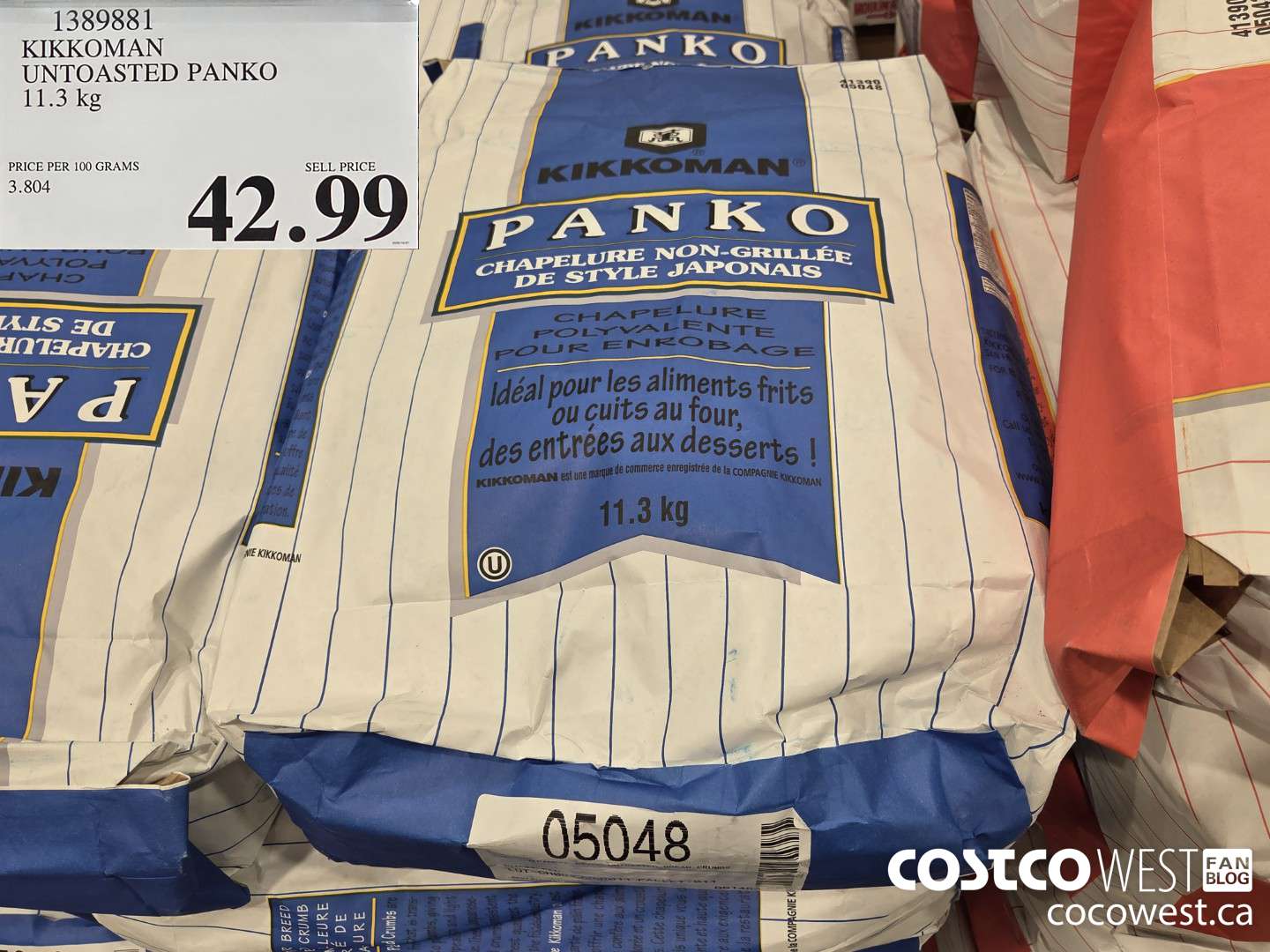 1389881 KIKKOMAN UNTOASTED PANKO 11.3 kg $42.99