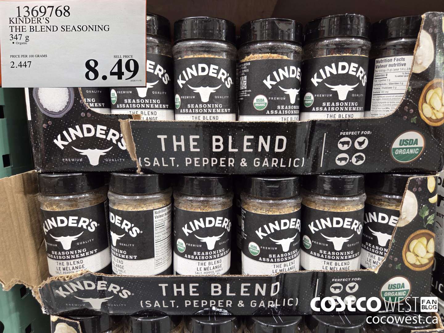 1369768 KINDER'S THE BLEND SEASONING 347G $8.49