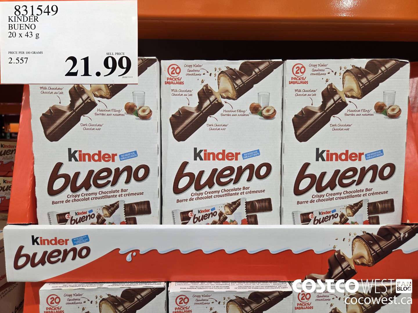 831549 KINDER BUENO 20 x 43 g $21.99