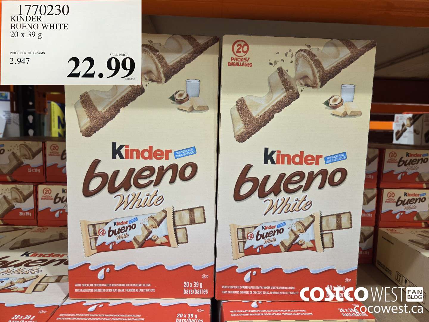 1770230 KINDER BUENO WHITE 20 x 39 g $22.99