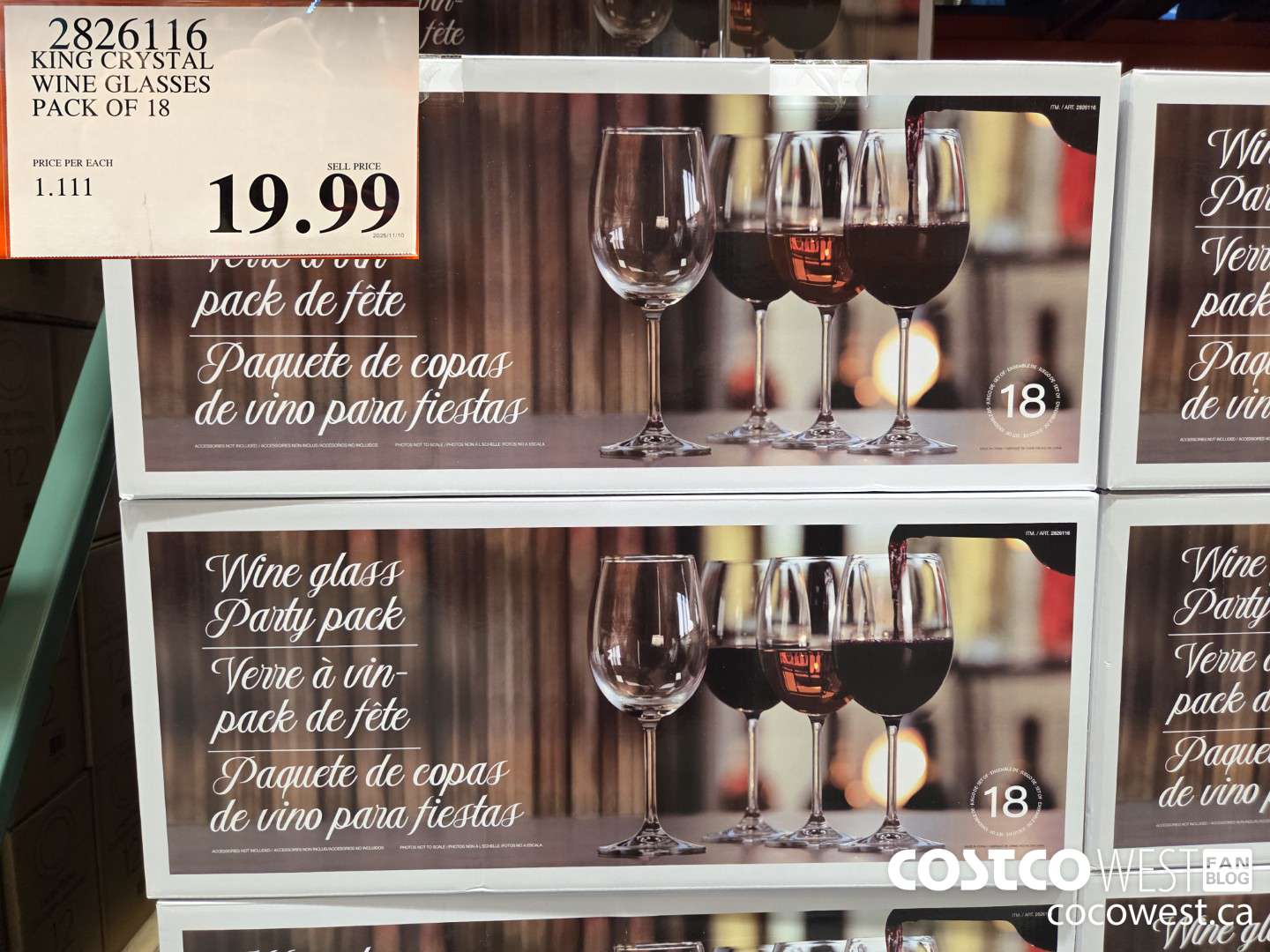 2826116 KING CRYSTAL WINE GLASSES PACK OF 18 $19.99
