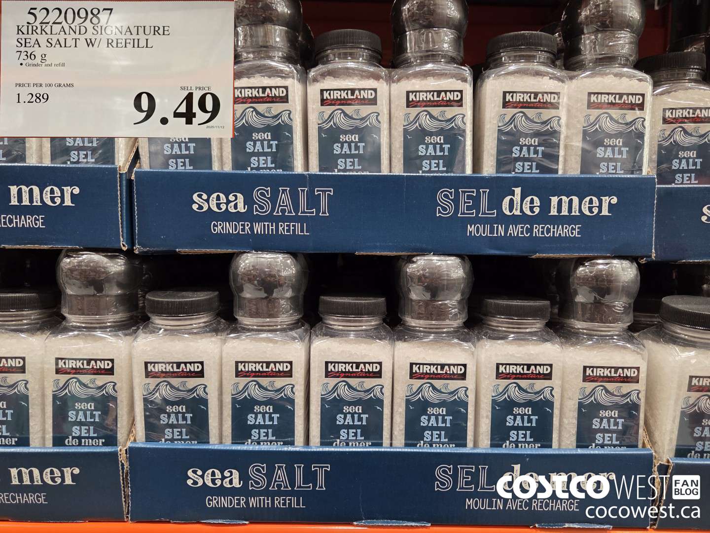 5220987 KIRKLAND SIC NATURE SEA SALT W/ REFILL 736 g $9.49