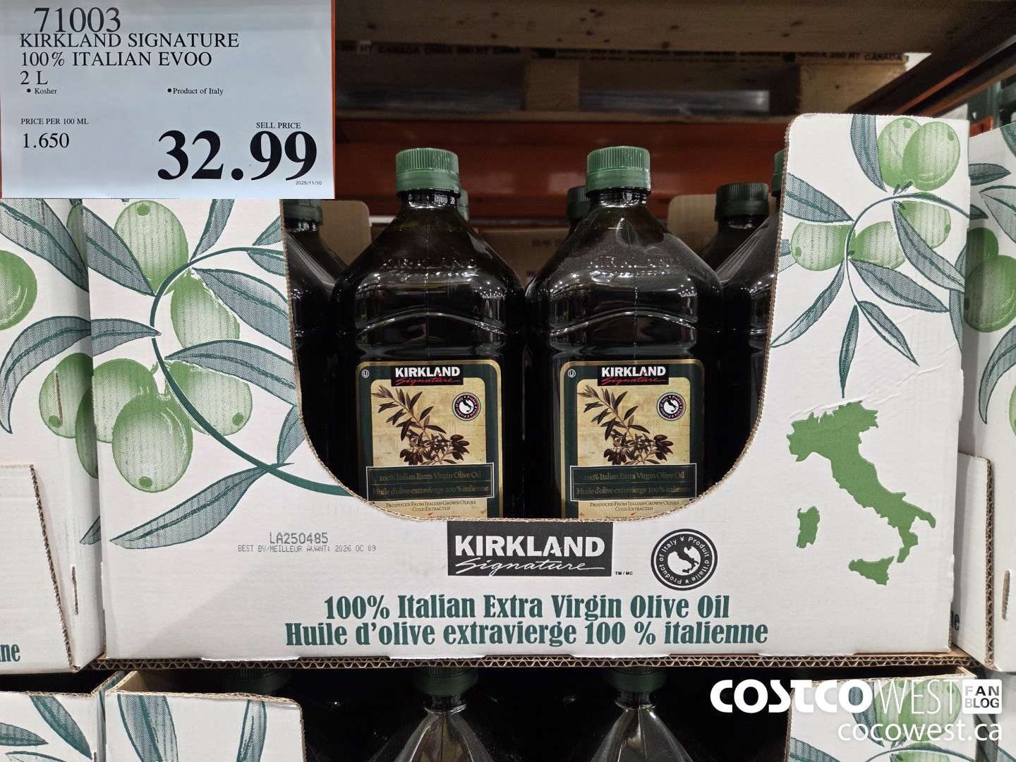 71003 KIRKLAND SIGNATURE 100% ITALIAN EVOO 2L $32.99