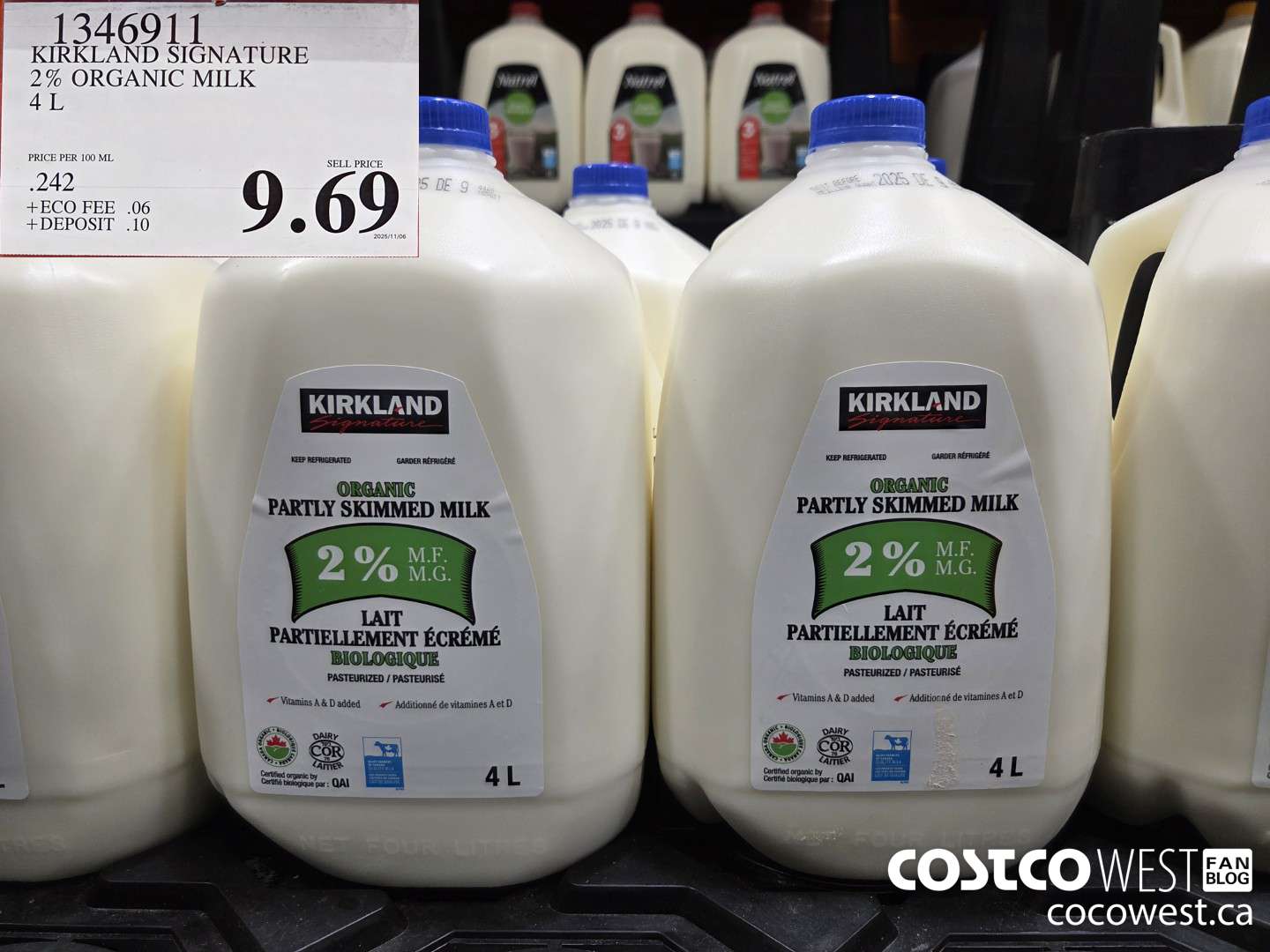 1346911 KIRKLAND SIGNATURE 2% ORGANIC MILK 4L $9.69
