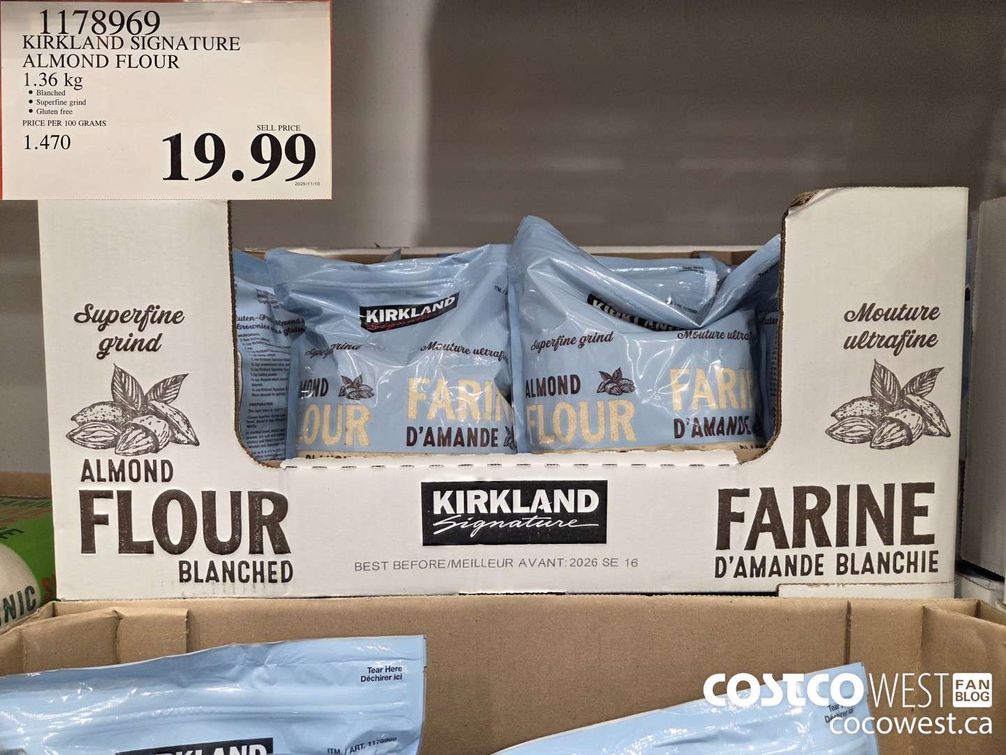 1178969 KIRKLAND SIGNATURE ALMOND FLOUR 1.36 kg $19.99