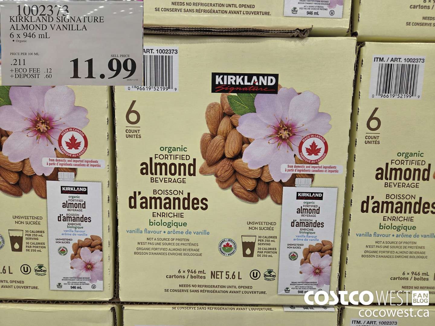 1002373 KIRKLAND SIGNATURE ALMOND VANILLA 6 x 946 mL $11.99