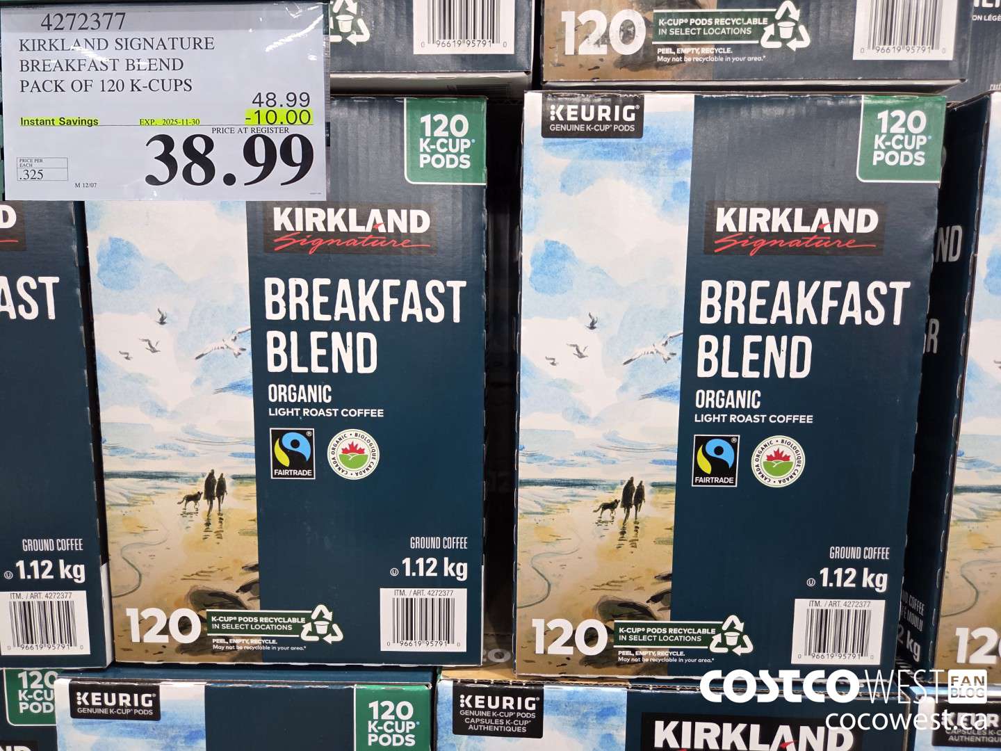 4272377 KIRKLAND SIGNATURE BREAKFAST BLEND PACK OF 120 K-CUPS ($10.00 INSTANT SAVINGS EXPIRES ON 2025-11-30) $38.99