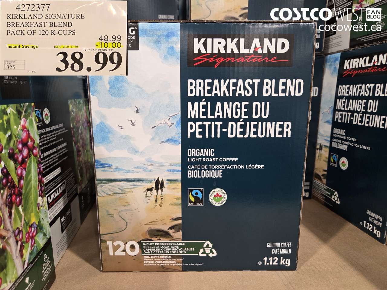 4272377 KIRKLAND SIGNATURE BREAKFAST BLEND PACK OF 120 K-CUPS ($10.00 INSTANT SAVINGS EXPIRES ON 2025-11-30) $38.99