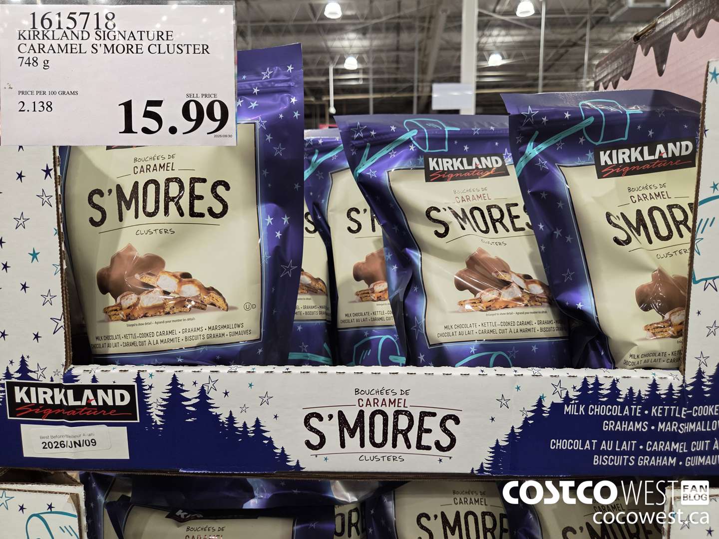 1615718 KIRKLAND SIGNATURE CARAMEL S'MORE CLUSTER 748G $15.99