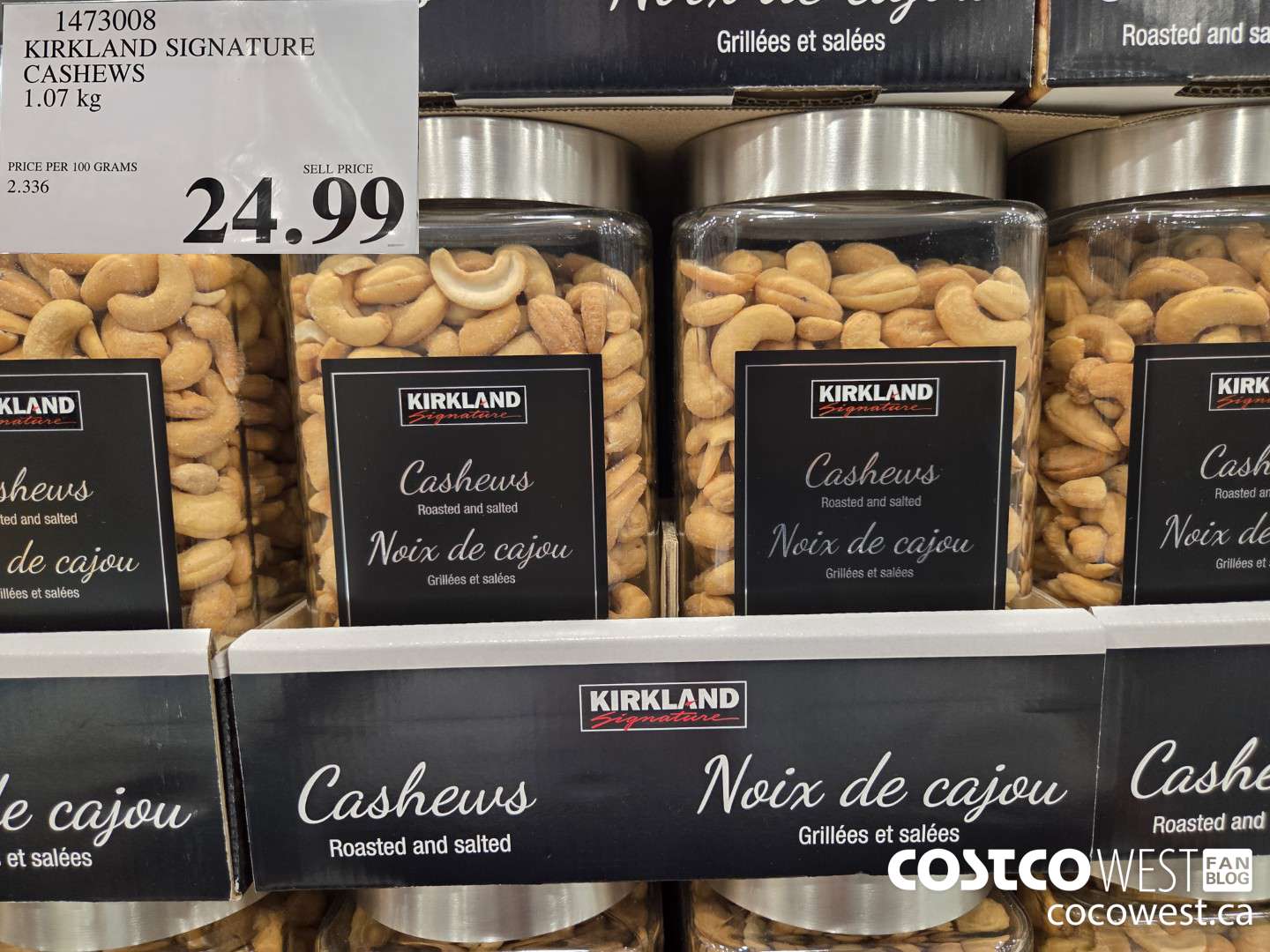 1473008 KIRKLAND SIGNATURE CASHEWS 1.07 KG $24.99