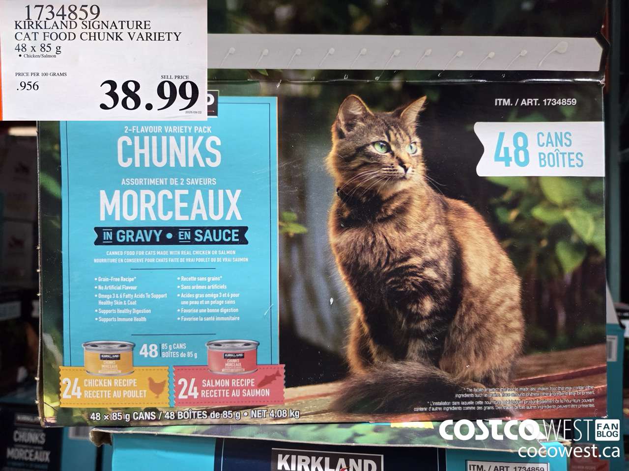 1734859 KIRKLAND SIGNATURE CAT FOOD CHUNK VARIETY 48 X 85G $39.99