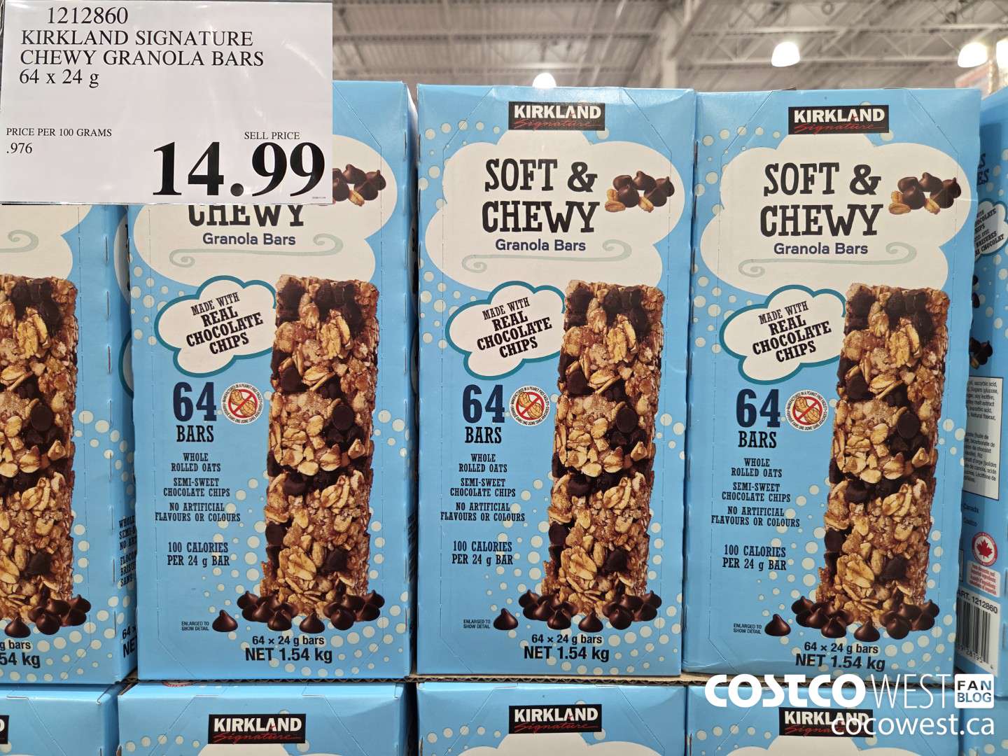 1212860 KIRKLAND SIGNATURE CHEWY GRANOLA BARS 64 X 24 G $14.99