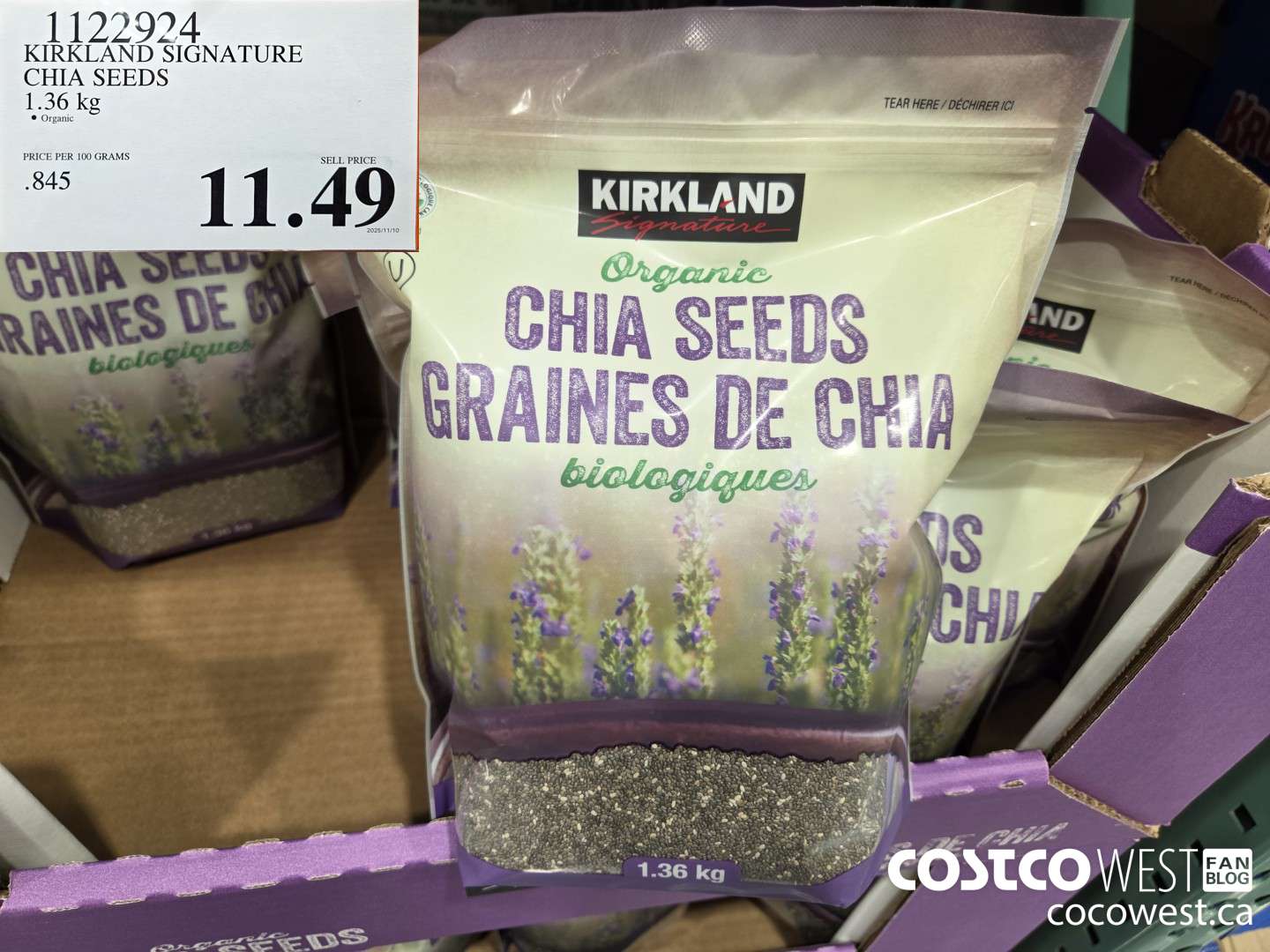 1122924 KIRKLAND SIGNATURE CHIA SEEDS 1.36 kg $11.49