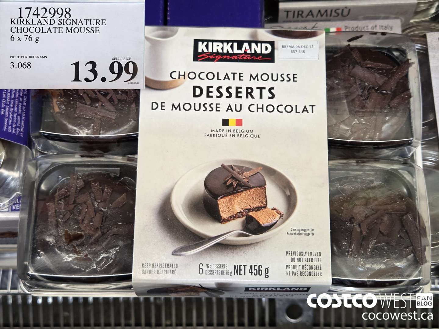 1742998 KIRKLAND SIGNATURE CHOCOLATE MOUSSE 6 X 76G $13.99