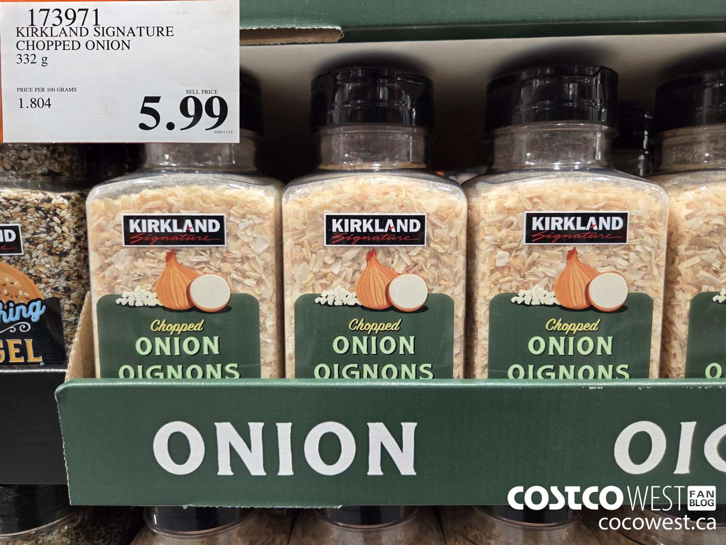 173971 KIRKLAND SIGNATURE CHOPPED ONION 332 g $5.99