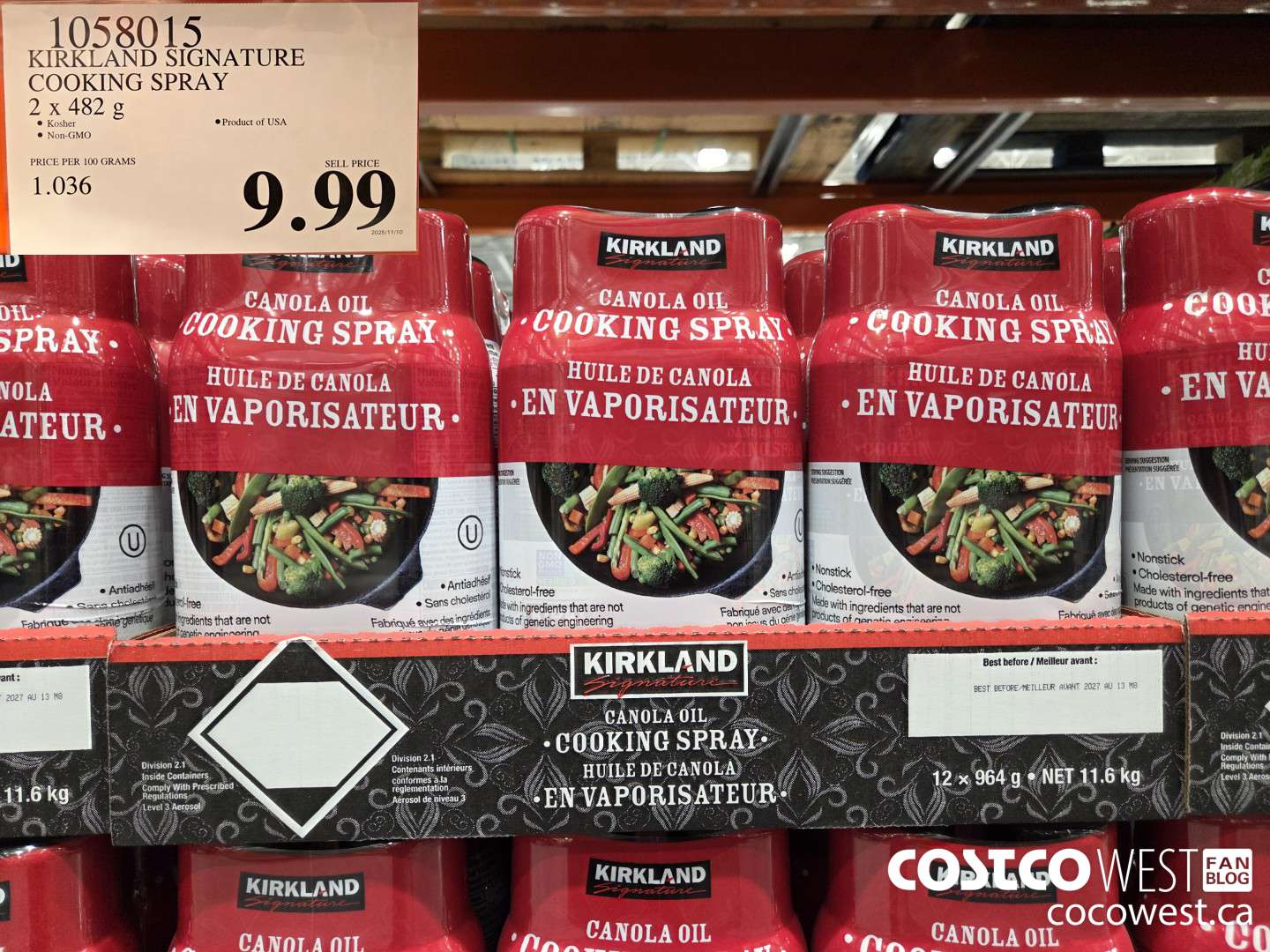 1058015 KIRKLAND SIGNATURE COOKING SPRAY 2 x 482 g $9.99