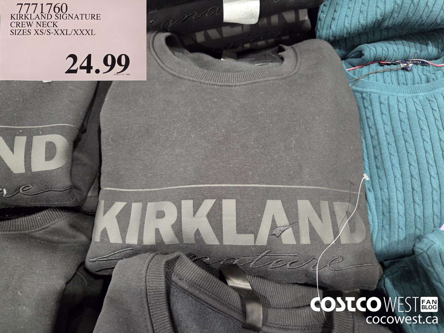 7771760 KIRKLAND SIGNATURE CREW NECK SIZES XS/S-XXL/XXXL $24.99
