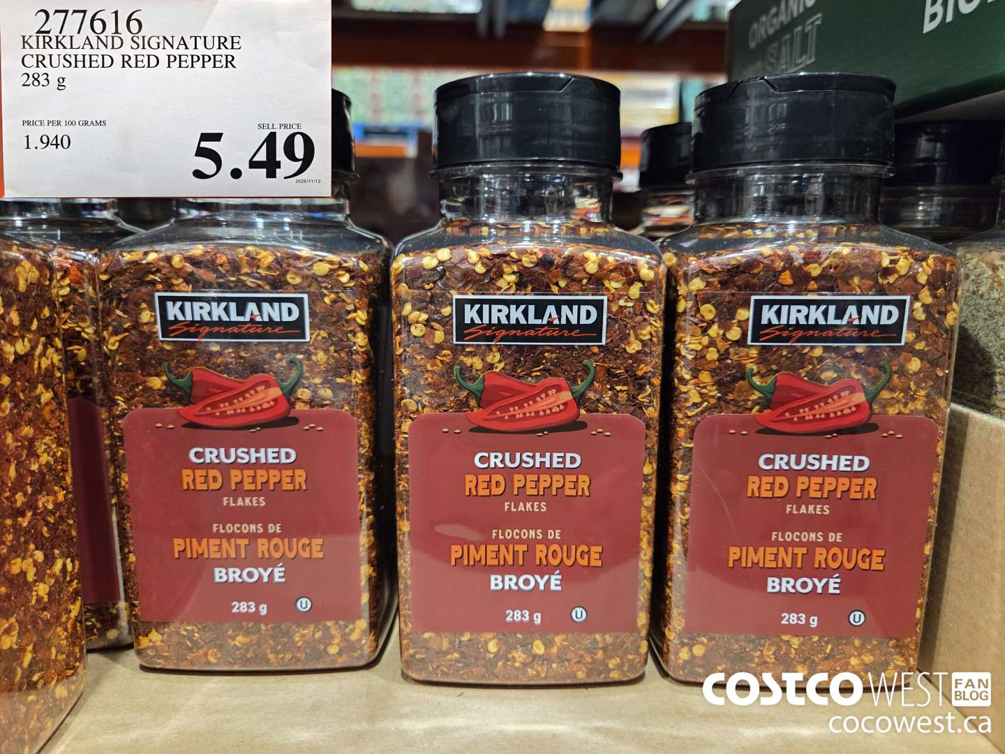 277616 KIRKLAND SIGNATURE CRUSHED RED PEPPER 283 g $5.49