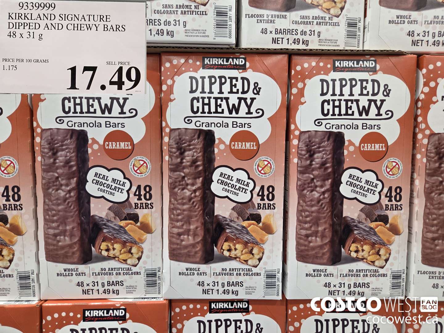 9339999 KIRKLAND SIGNATURE DIPPED AND CHEWY BARS 48 X 31 G $17.49