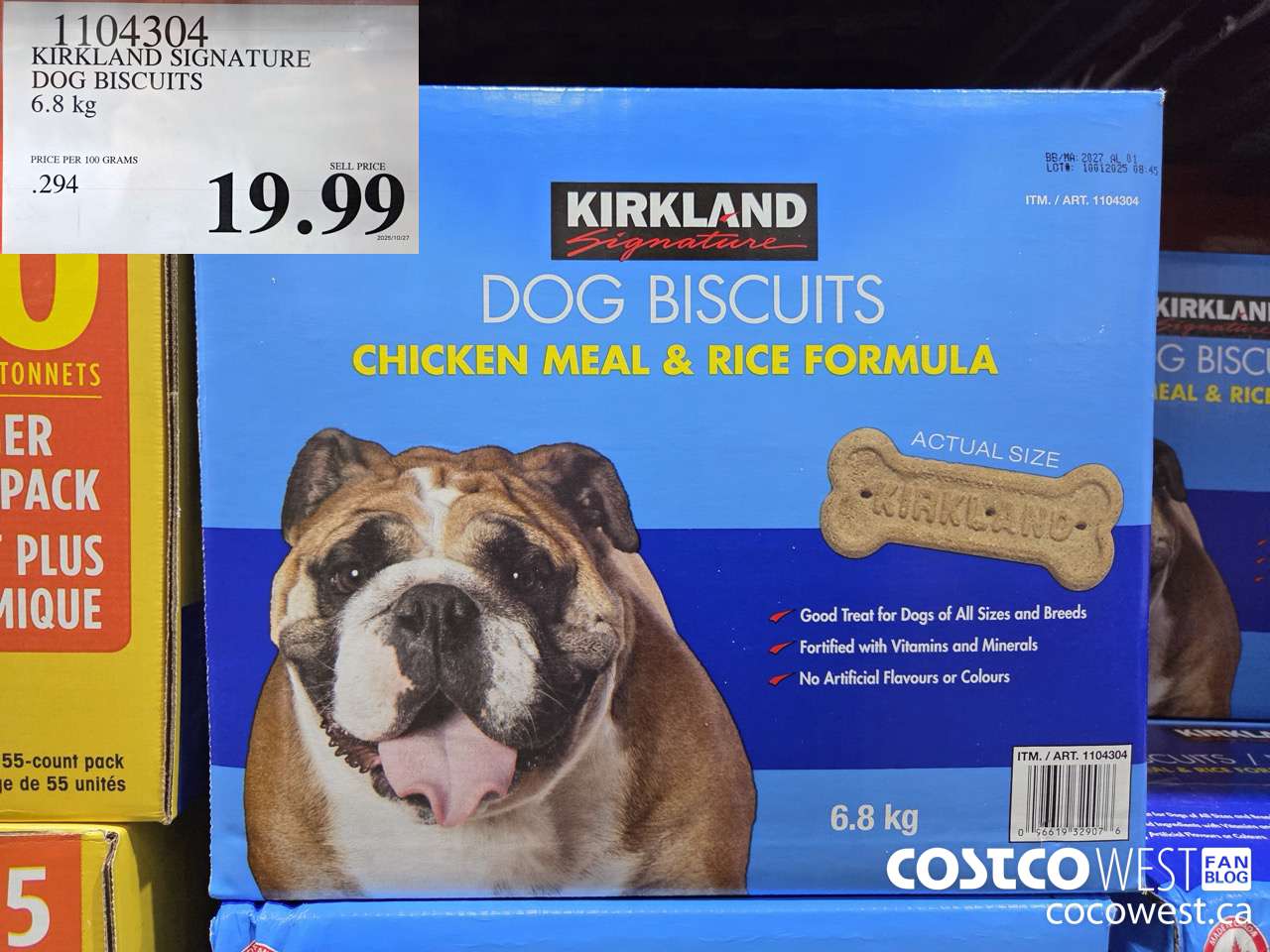 1104304 KIRKLAND SIGNATURE DOG BISCUITS - CHICKEN MEAL & RICE 6.79 KG $19.99