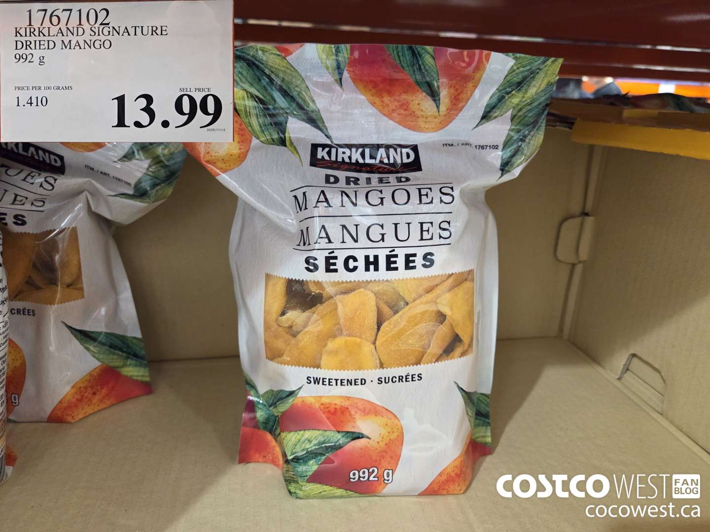 7167102 KIRKLAND SIGNATURE DRIED MANGO 992 g $13.99