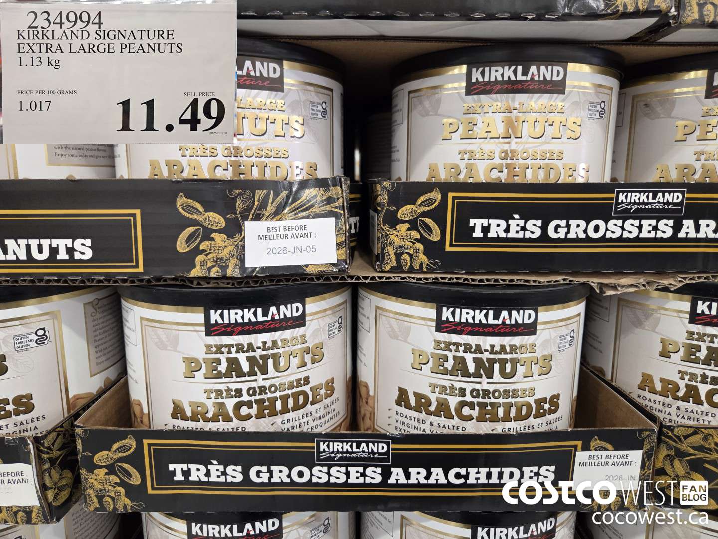 234994 KIRKLAND SIGNATURE EXTRA LARGE PEANUTS 1.13 kg $11.49