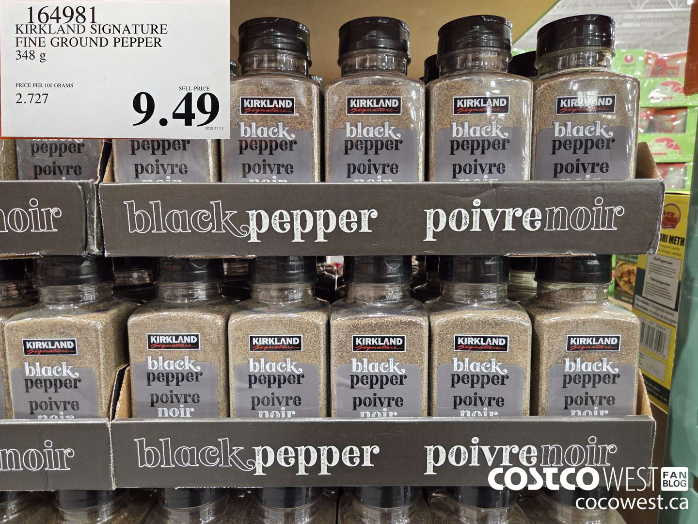 164981 KIRKLAND SIGNATURE FINE GROUND PEPPER 348 g $9.49