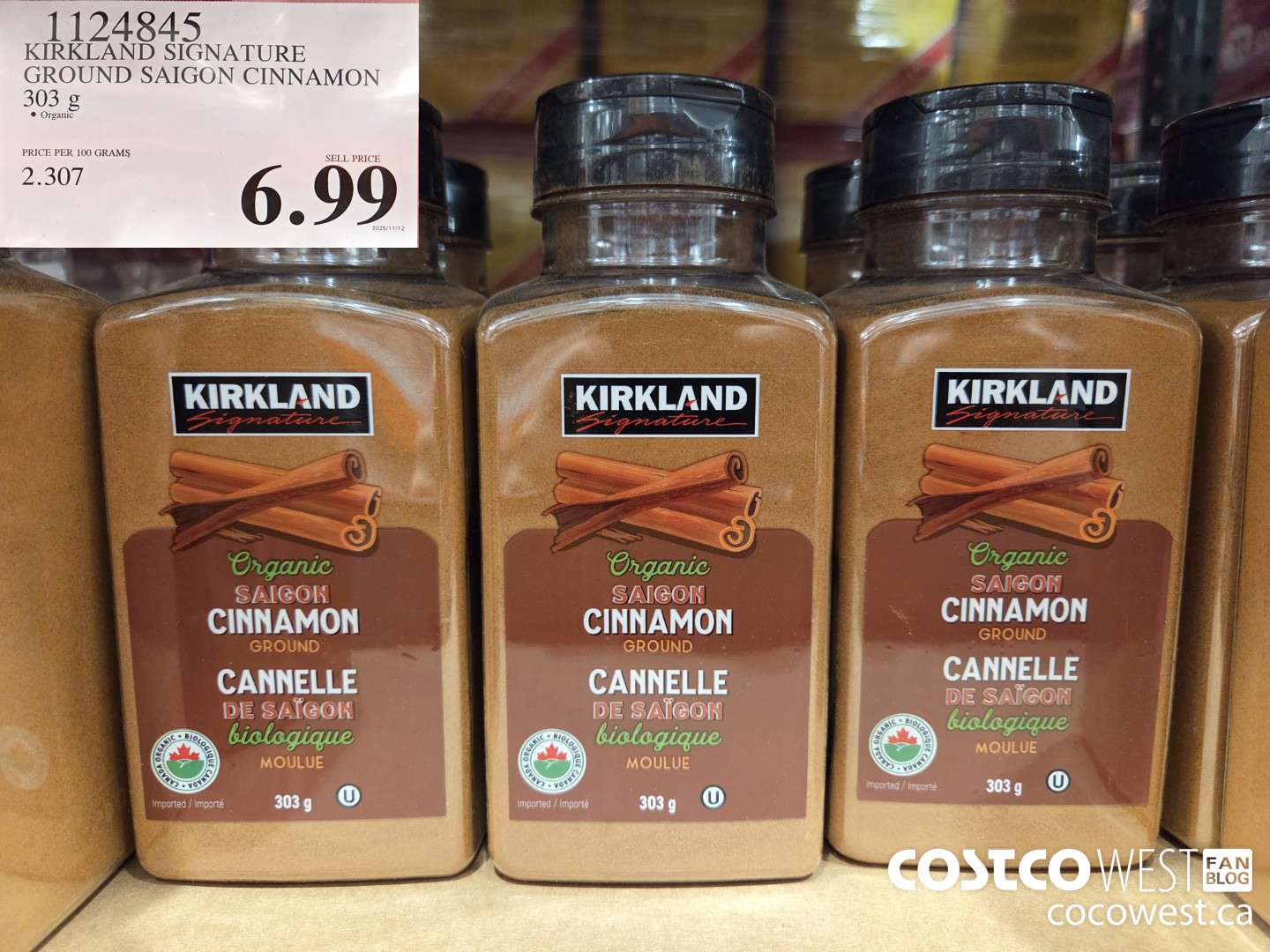 1124845 KIRKLAND SIGNATURE GROUND SAIGON CINNAMON 303 g $6.99