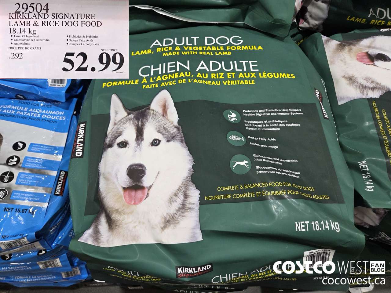 29504 KIRKLAND SIGNATURE LAMB & RICE DOG FOOD 18.14 KG $52.99