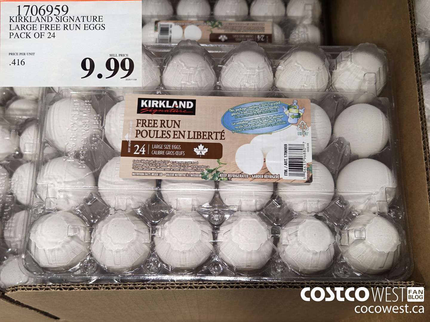 1706959 KIRKLAND SIGNATURE LARGE WHITE FREE RUN 2 DOZEN $9.99