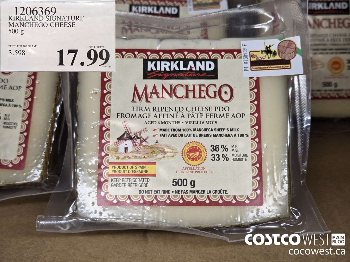 1206369 KIRKLAND SIGNATURE MANCHEGO CHEESE 500 g $17.99