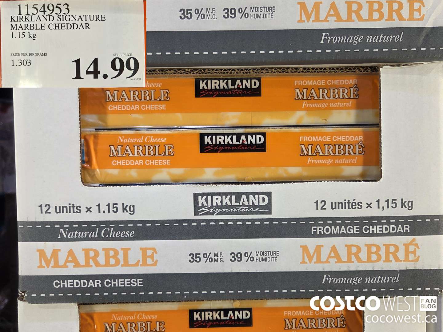 1154953 KIRKLAND SIGNATURE MARBLE CHEDDAR 1.15 kg $14.99