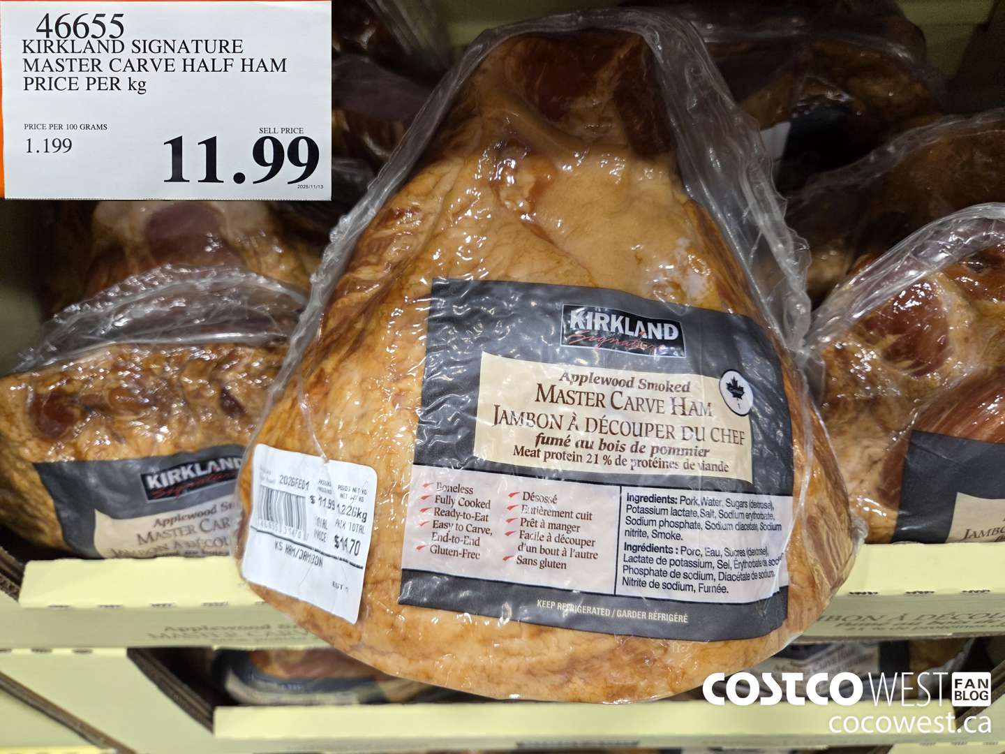 46655 KIRKLAND SIGNATURE MASTER CARVE HALF HAM PRICE PER kg $11.99