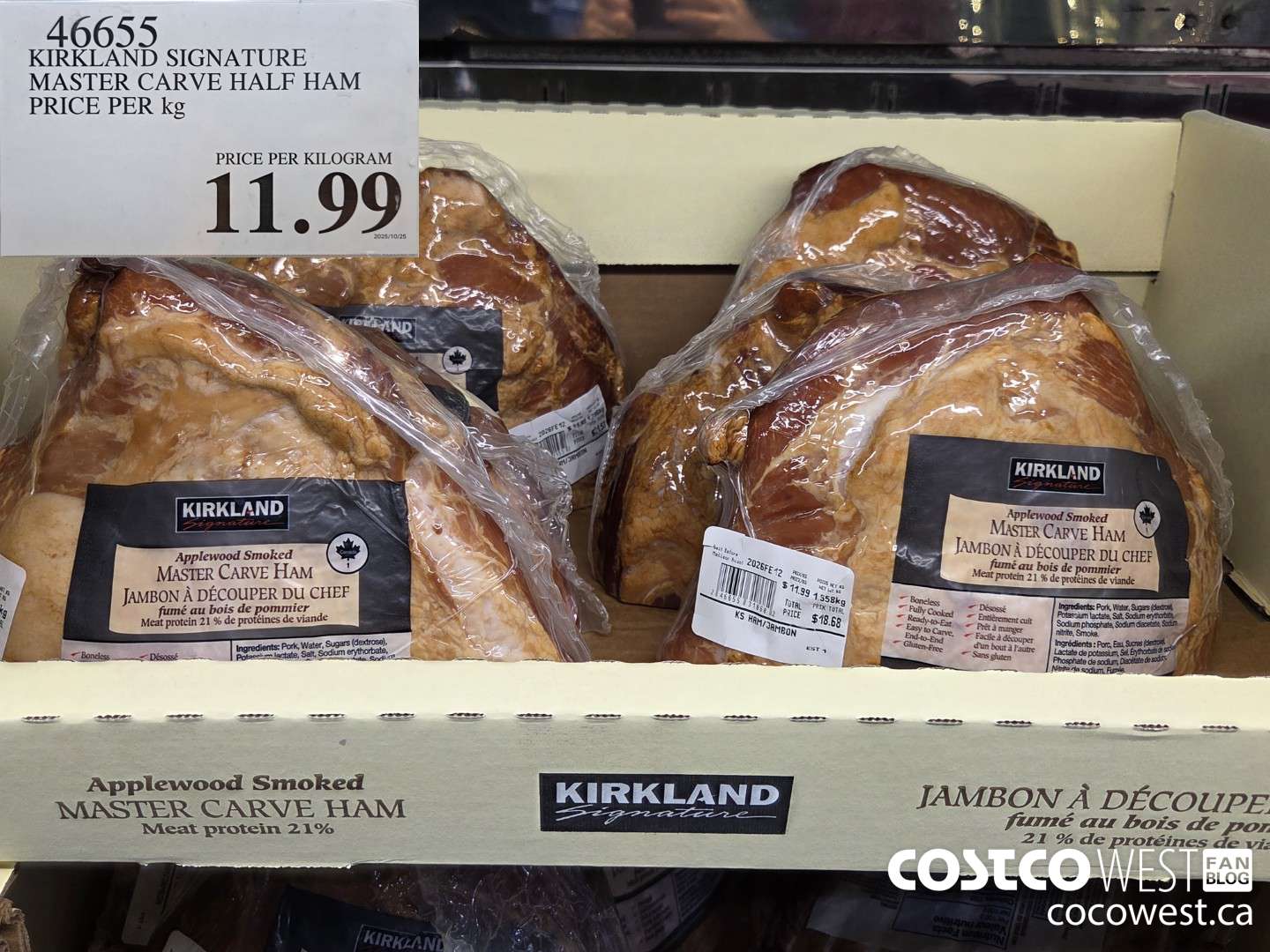 46655 KIRKLAND SIGNATURE MASTER CARVE HALF HAM PRICE PER kg $11.99