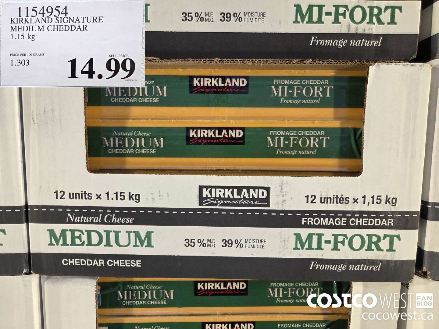 1154954 KIRKLAND SIGNATURE MEDIUM CHEDDAR 1.15 KG $14.99